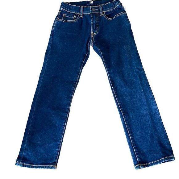 NWOT Kids Gap Dark Wash Regular Straight Stretch Jeans Size 8 - Picture 1 of 8